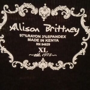 NWT Allison Brittney rayon/spandex blend s/s black v-neck blouse XL